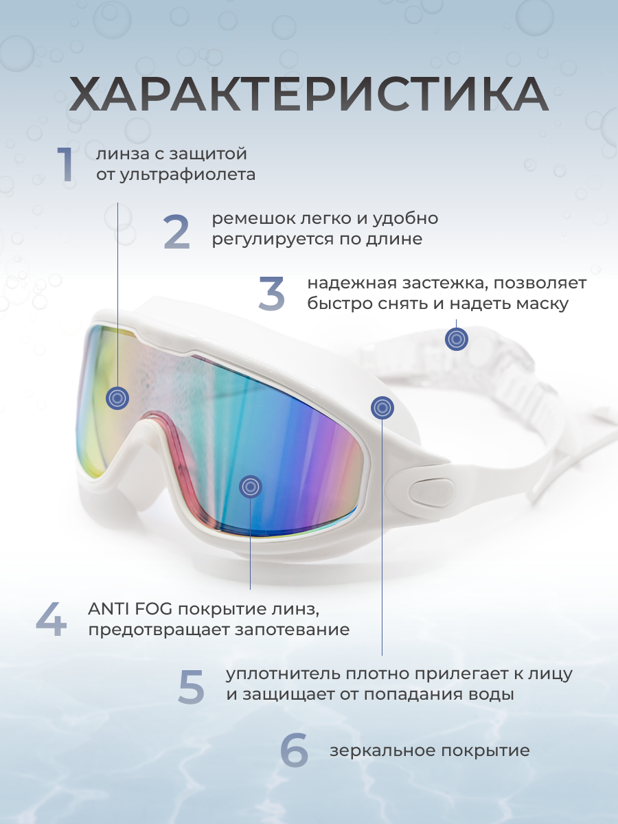 Маска плавательная для бассейна BE FINE AF 6500 фиолетовый — фото 1