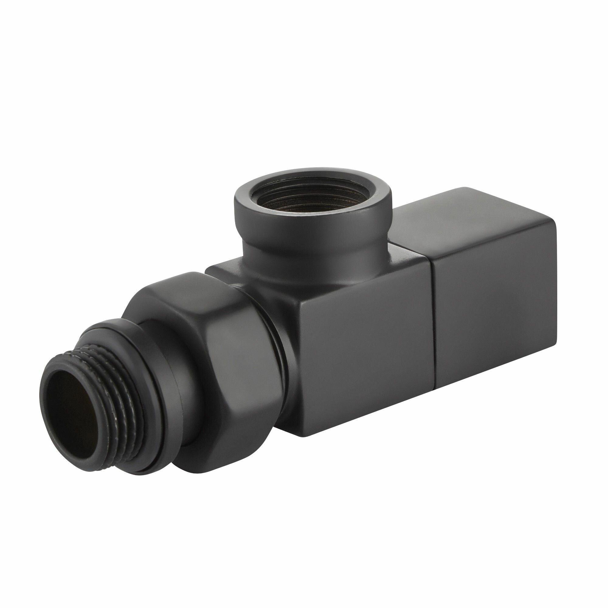 Набор дизайн вентилей Royal Thermo CUBE, осевой (черный) 1/2" — фото 1