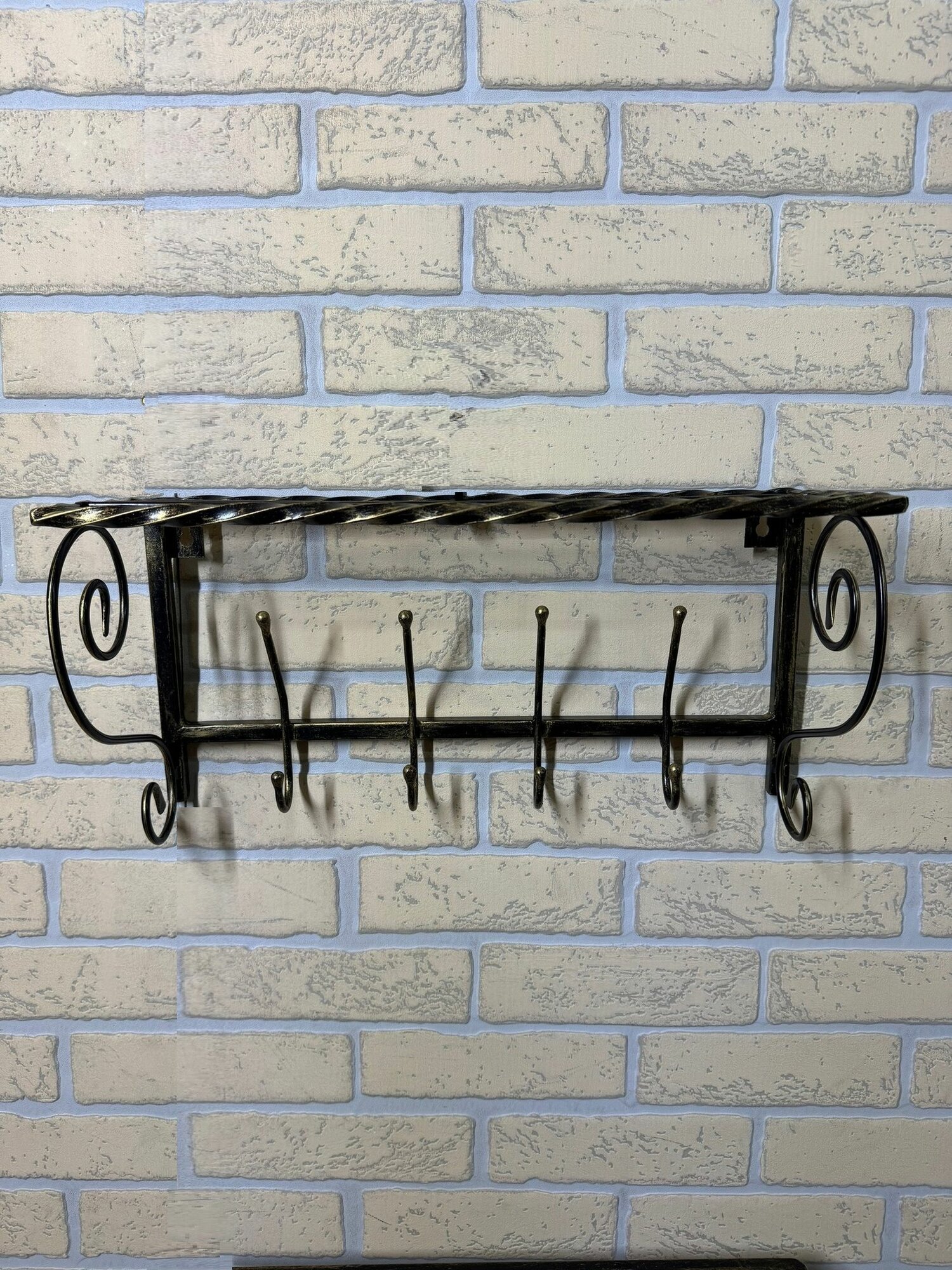 Вешалка настенная, кованая, Студия кованой мебели Нива, цвет черный/патина — фото 1