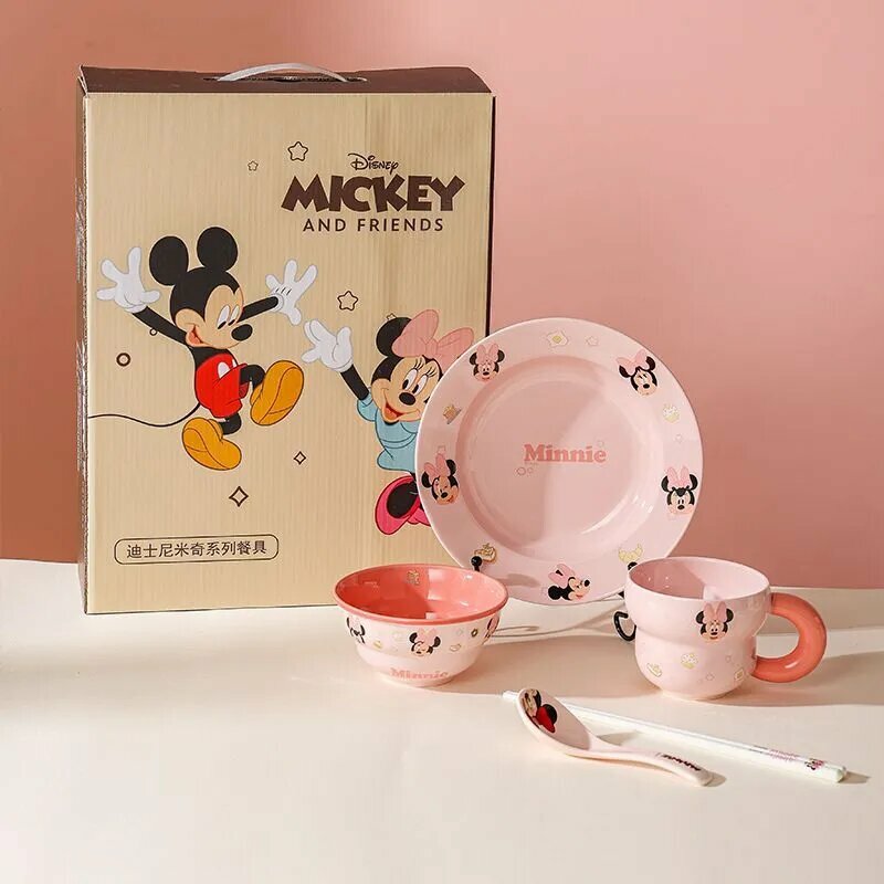 Набор детской посуды Disney Mickey&Friends из 4 предметов, керамика, для мальчиков и девочек, яркий дизайн с героями