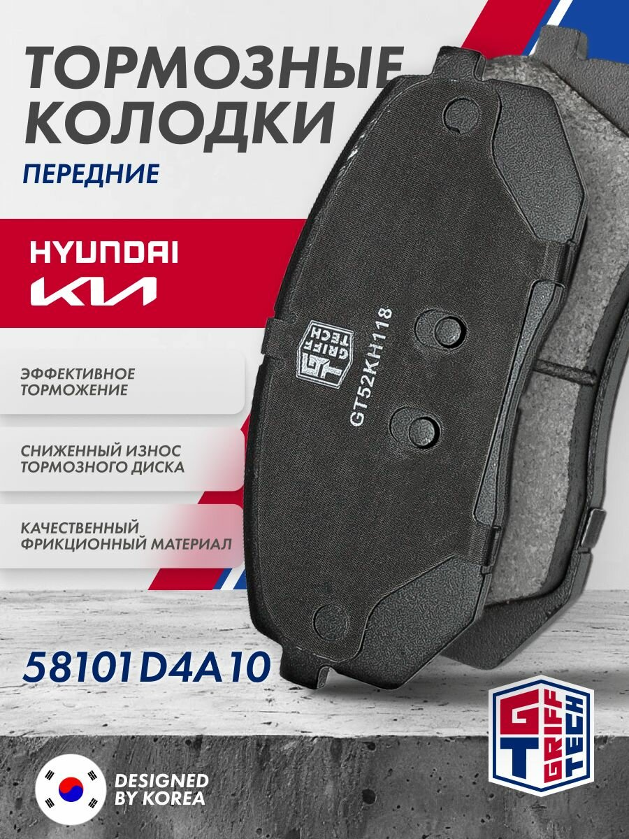 Колодки тормозные передние (с отверстиями) GRIFF TECH KIA Optima / Hyundai i40 / 58101D4A10 SP1848 MBF010054 MBF010054A