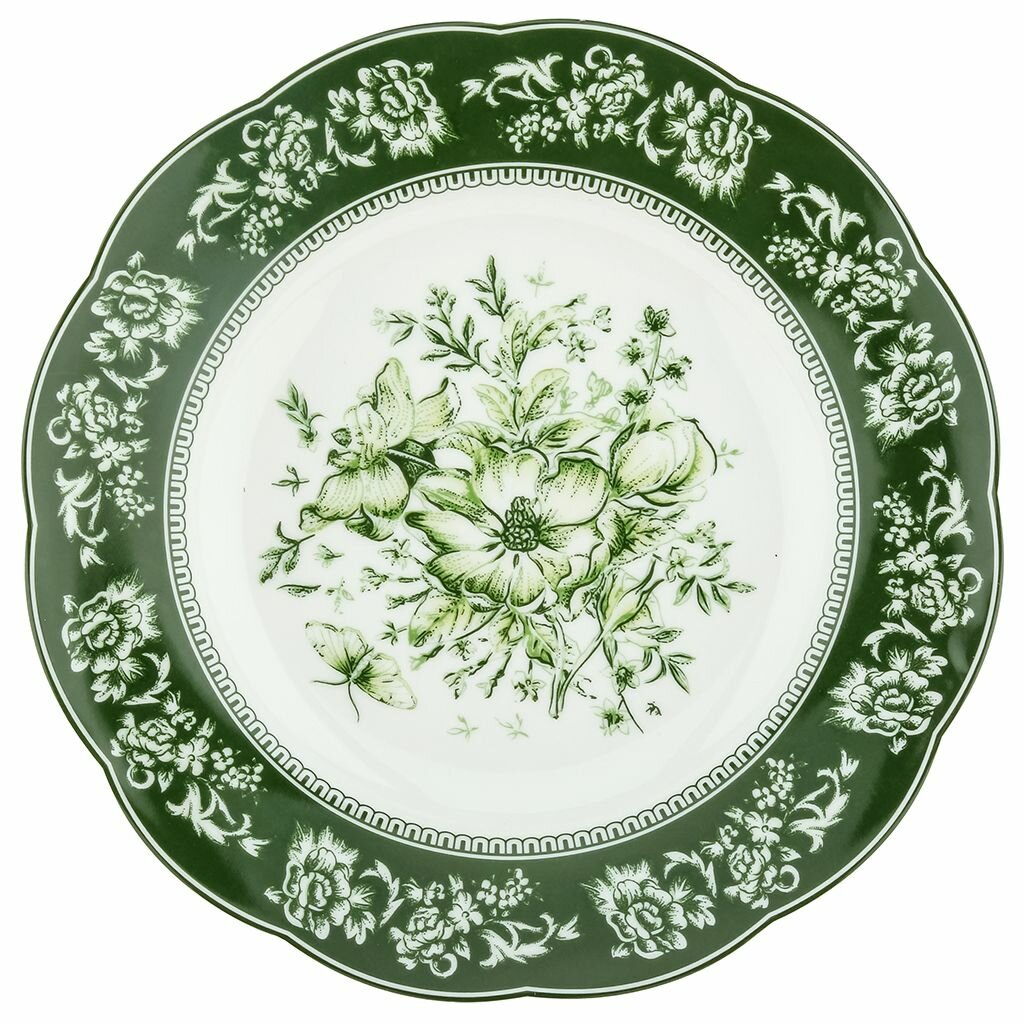 "Сицилия" Тарелка мелкая фарфоровая д220мм h29мм, с деколью, волнистый край, отводка, в коробке