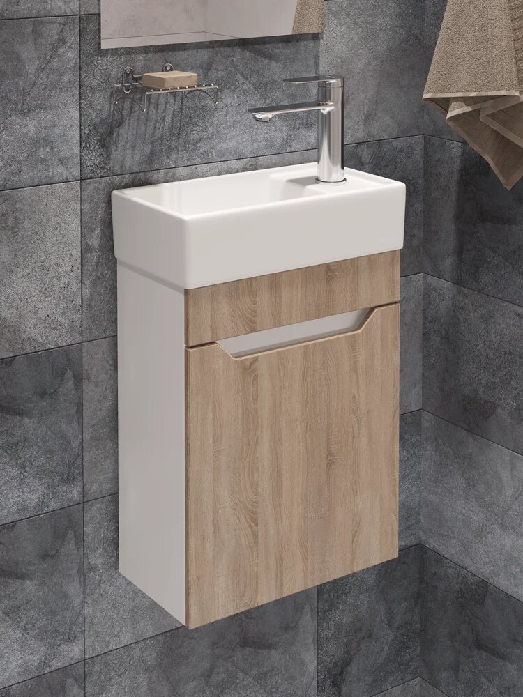 Тумба с раковиной DIWO Архангельск 40 подвесная белая сонома