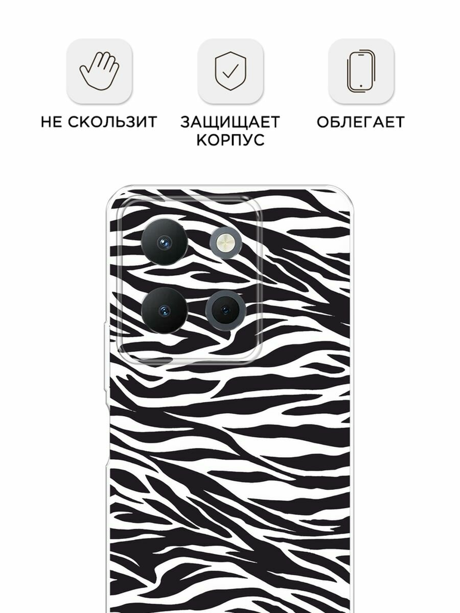 Силиконовый чехол на Vivo Y36 4G / Виво Y36 4G с принтом "Принт зебра" — фото 1