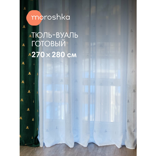 фото Тюль zolotoy roy 280х270 см, крепление: шторная лента, цвет белый moroshka