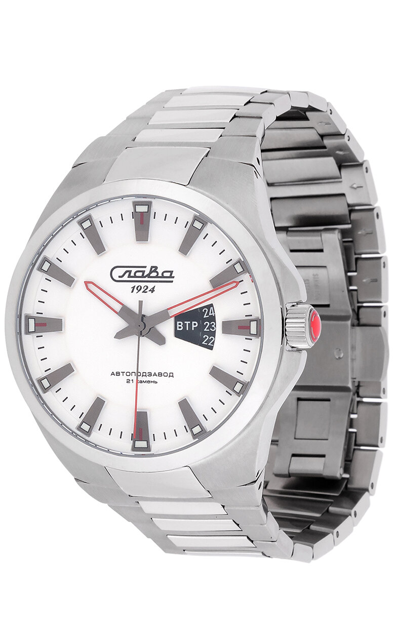 Наручные часы Слава, серебряный, белый, серый — фото 1