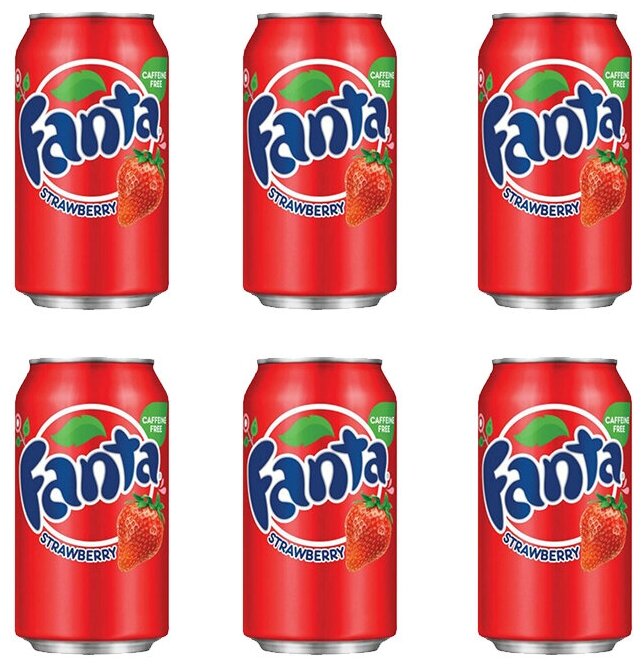 Газированный напиток Fanta Strawberry, США (6 шт. по 355 мл) - фотография № 1