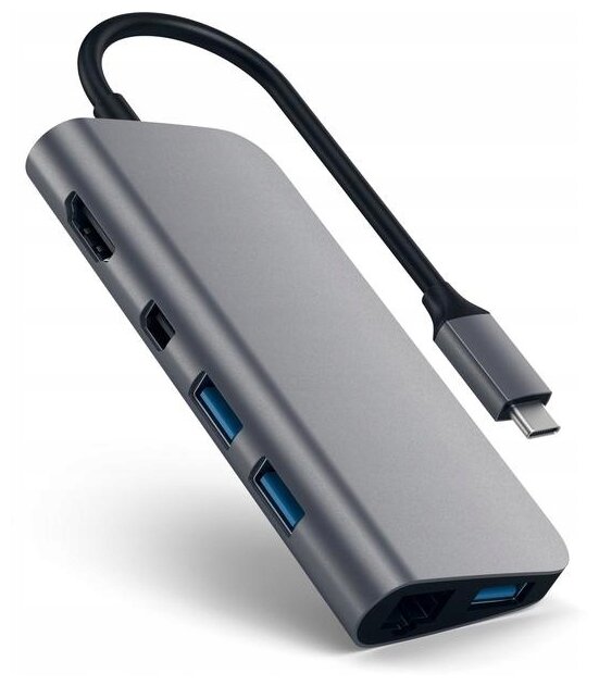 USB-концентратор Satechi Aluminum Type-C Multimedia Adapter (ST-TCMM8PA) разъемов: 4