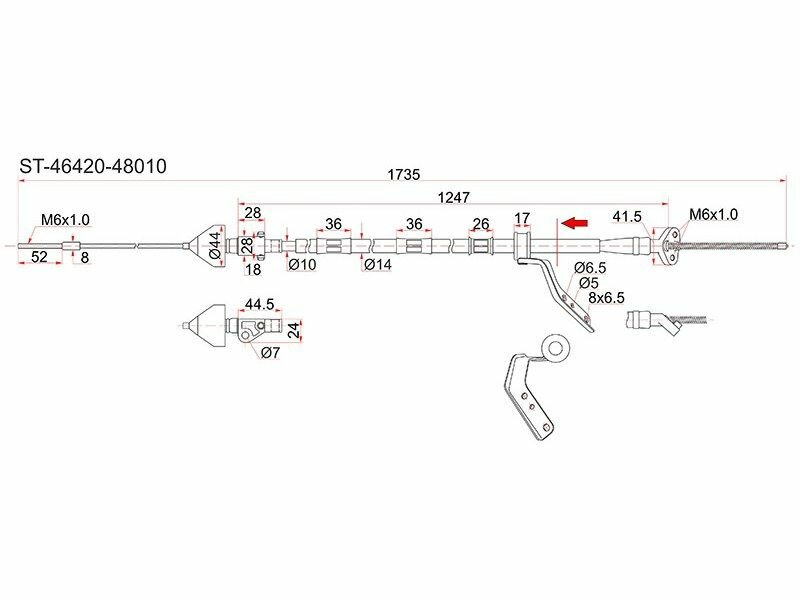 SAT ST4642048010 Трос ручника TY Harrier ACU/SXU/MCU10 2WD -RH