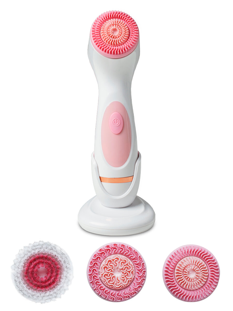 Щетка электрическая для очищения и массажа лица Cnaier spin facial brush, щетка-массажер, розовый - фотография № 3