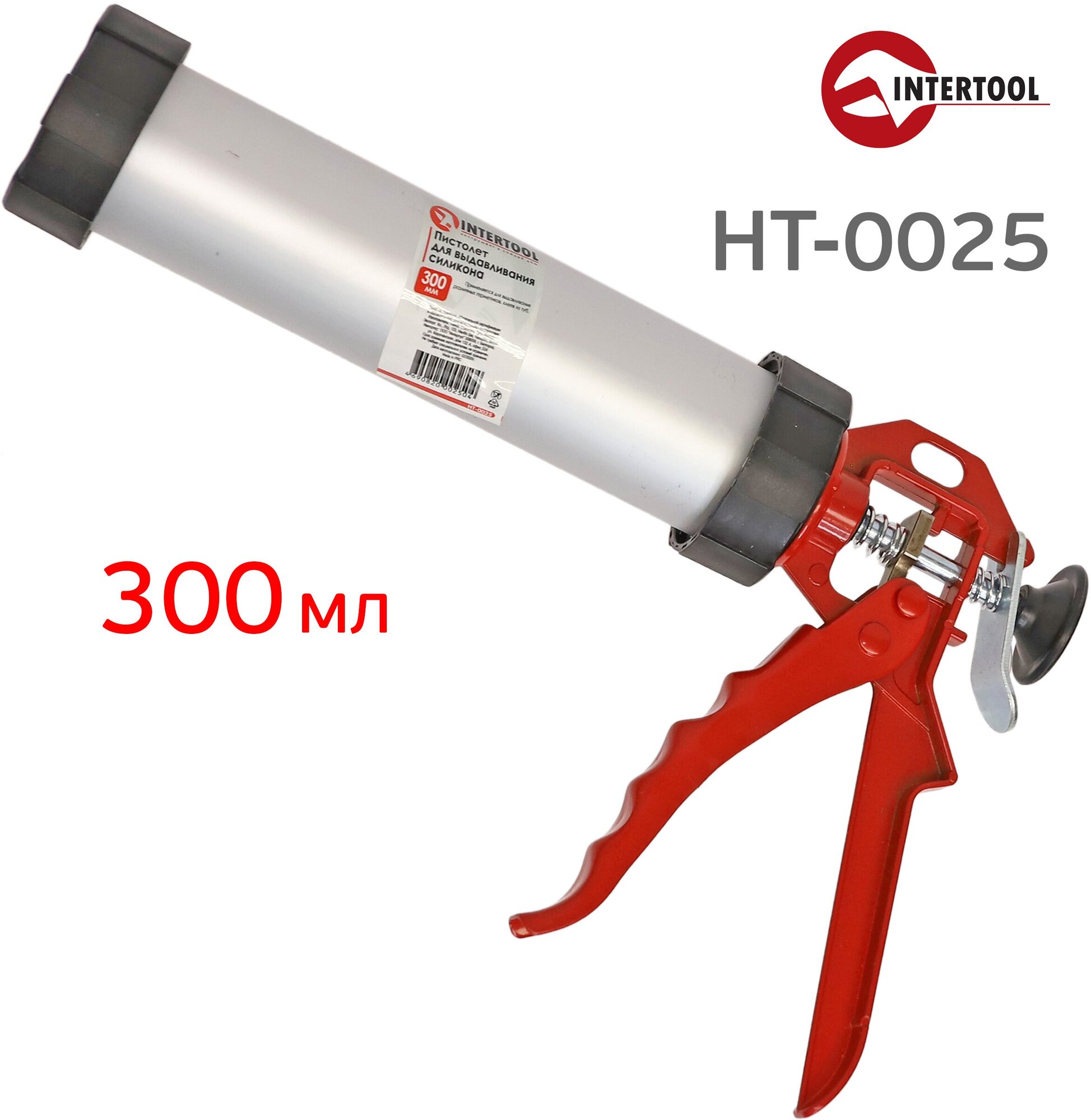 Пистолет для герметика Intertool HT-0025 алюминиевая туба 400мл