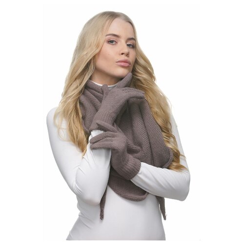 фото Перчатки женские вязаные lambonika мими цвет: серо-коричневый, размер: 6,5