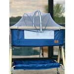 Колыбель-кроватка Ining baby колёсами Для новорожденных Приставная С колесами, синяя - изображение