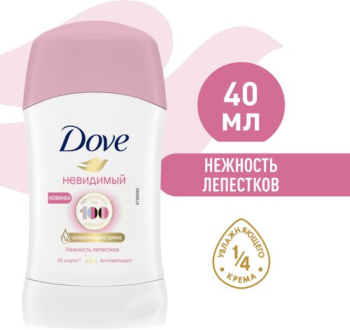 DOVE антиперспирант-дезодорант стик Невидимый Нежность лепестков 40 мл