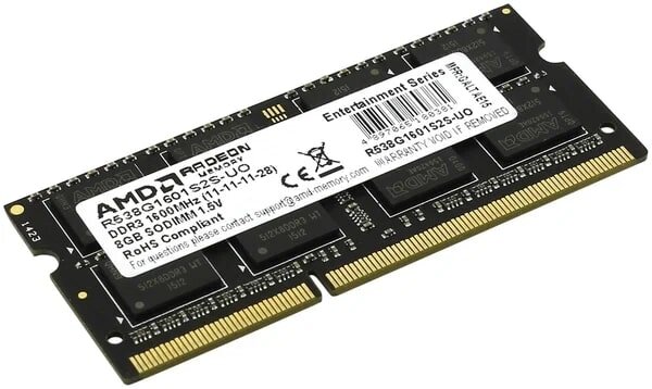 Модуль памяти AMD R538G1601S2S-U DDR3 - 8ГБ 1600, SO-DIMM, Ret