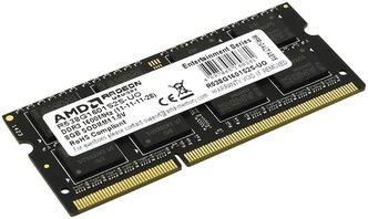 Модуль памяти AMD R538G1601S2S-U, объем 1 х 8Gb, форм-фактор SO-DIMM 204-pin, тип памяти DDR3, рабочая частота 1600MHz, тайминги 11-11-11-28, unbuffered