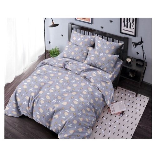 фото Постельное белье ночь нежна свинки (голуб 7699-1 бязь 120гр. 1.5 сп. 50х70 (1) стандарт