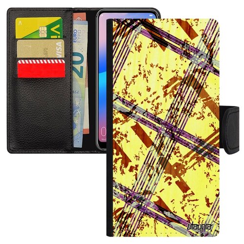 фото Чехол книжка на смартфон huawei p20 pro оригинальный дизайн тартан плитка орнамент узор utaupia