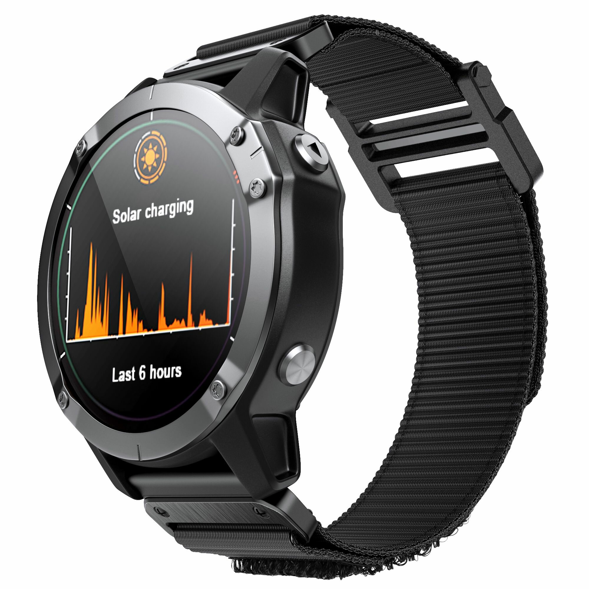 Нейлоновый эластичный ремешок 22 мм для Garmin Fenix 7/Fenix 6 Pro/Forerunner 935/945 с креплением - черный