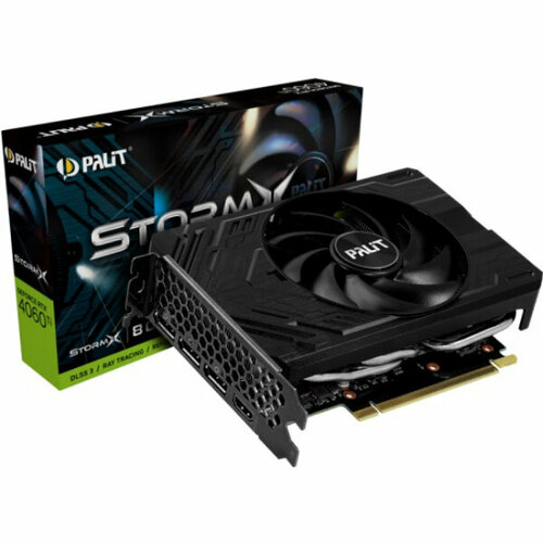 Видеокарта Palit RTX4060TI STORMX NVIDIA GeForce RTX 4060TI 8192Mb PCI-E 40 128 GDDR6 25359000 HDMIx1 DPx3 HDCP Ret 5376100₽