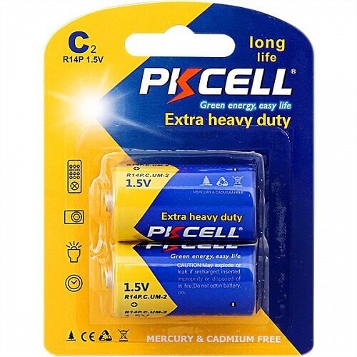 Солевой элемент питания PKCELL R14P-2B тип - C(R14) 2 штуки