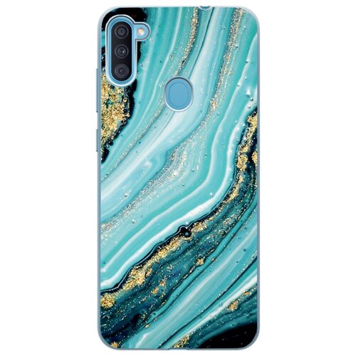 фото Ультратонкий силиконовый чехол-накладка clearview для samsung galaxy a11 / m11 с принтом "green marble" gosso