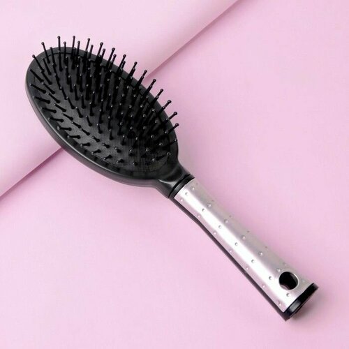 Расческа гребень для волос для стрижек и укладки парикмахерская универсальная для мокрых и сухих волос массажная 7 х 24 см цвет чёрныйсеребристый 475₽