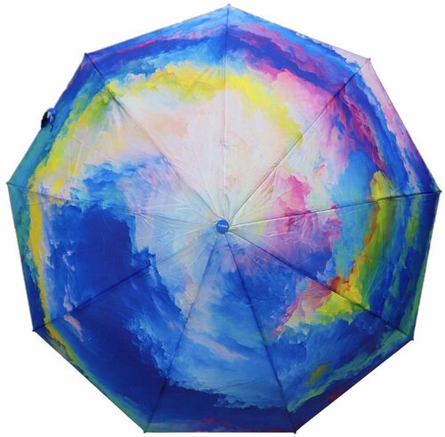Смарт-зонт Crystel Eden, полуавтомат, 2 сложения, купол 90 см, 9 спиц, система «антиветер», для женщин, голубой