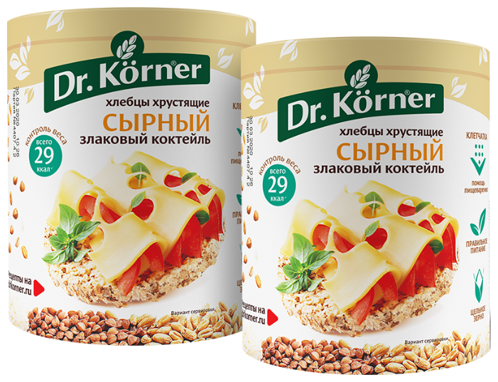Хлебцы 2 шт по 100 г Злаковый коктейль сырный Dr.Korner