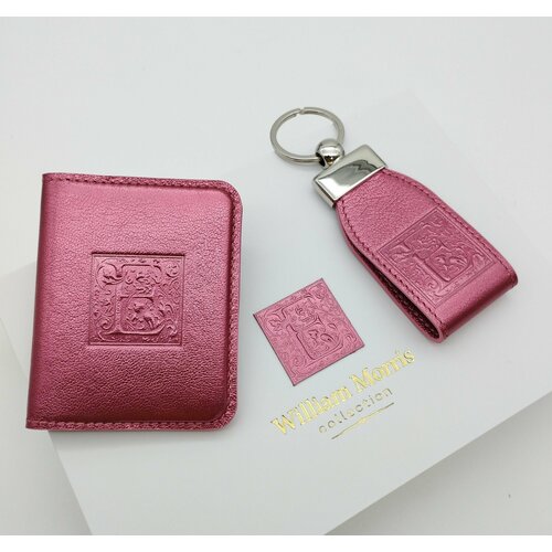 фото Набор аксессуаров william morris, натуральная кожа, 6 карманов для карт, красный, розовый