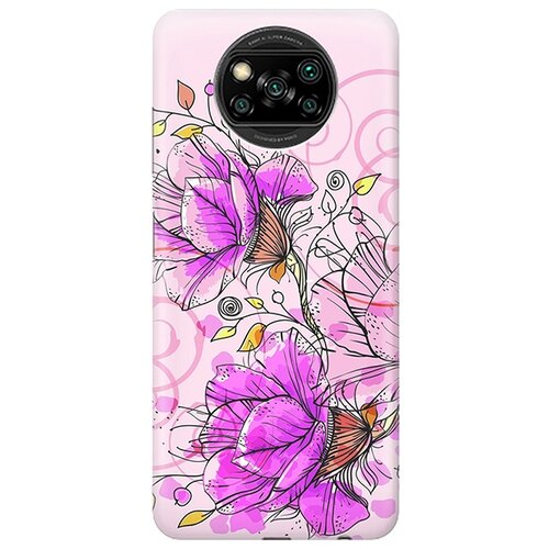 фото Re:pa чехол - накладка artcolor для xiaomi poco x3 с принтом "розовые цвета"