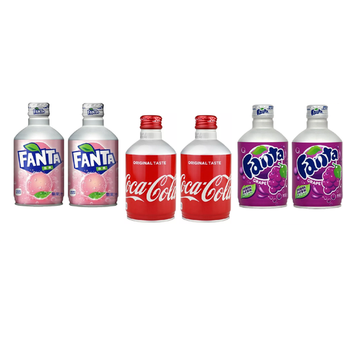 Набор газированных напитков Coca-Cola Original Taste, Fanta White Peach, Grape ( 6 шт по 300 мл), Япония