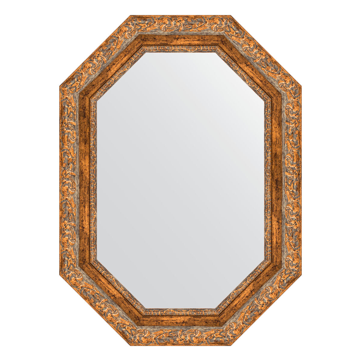 Зеркало настенное Polygon EVOFORM в багетной раме виньетка античная бронза, 55х75 см, для гостиной, прихожей, спальни и ванной комнаты, BY 7153
