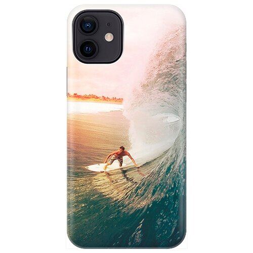 фото Ультратонкий силиконовый чехол-накладка для apple iphone 12 / 12 pro с принтом "серфер" gosso