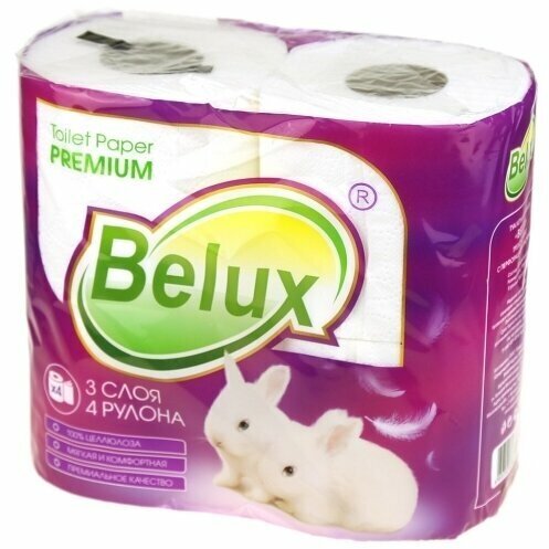 Туалетная бумага Belux Premium 3 слоя 4 рулона по 18м Семья и Комфорт - фото №3