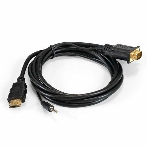 Кабель-переходник HDMI-VGA ExeGate EX-HDMIM-VGAM-3.5JackS-1.8 (19M/15M+3.5mm Jack M, 1,8м) Преобразователь цифрового HDMI сигнала в VGA видео и стерео-аудио EX294719RUS кабель переходник hdmi vga exegate ex hdmim vgam 3 5jacks 1 8 19m 15m 3 5mm jack m 1 8м ex294719rus