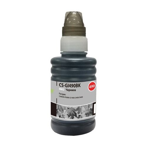 Чернила CACTUS (CS-GI490BK) для СНПЧ CANON Pixma G1400/G2400/G3400, черные, 0,1 л