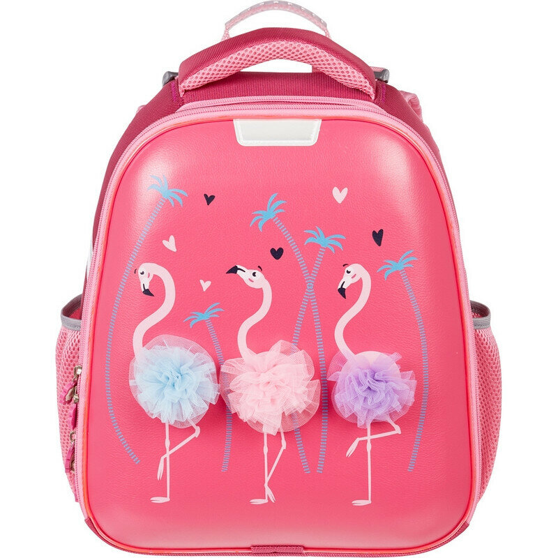 Ранец №1School Basic Flamingo,2 отд, эргоном. спинка, экокожа, светящ. кант