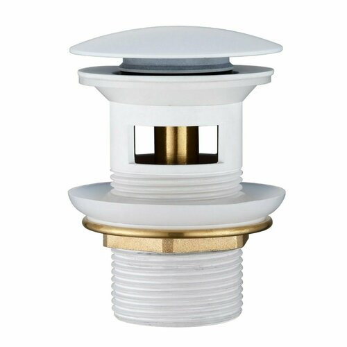 Донный клапан для раковины Royal Art AR-083WM, с переливом, белый матовый