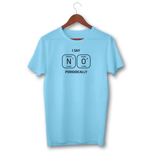 фото Футболка с принтом «no» голубая, размер xl естьнюанс