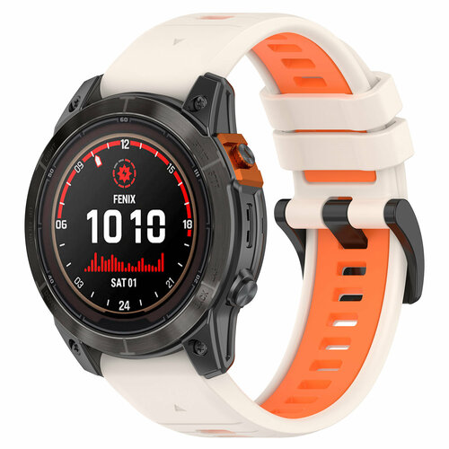 Двухцветный силиконовый ремешок для Garmin Fenix / Quaitx / Descent / Enduro, 26 мм, лунно-оранжевый