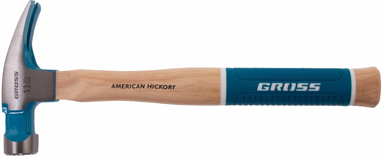 Молоток-гвоздодер GROSS 380 г угол 75 магнит обрезиненная рукоятка AMERICAN HICKORY 10413