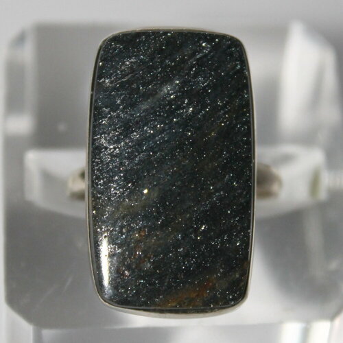 Кольцо True Stones, авантюрин, размер 18, серый, черный
