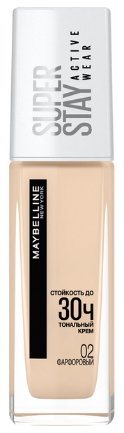 Maybelline New York Тональный крем Super Stay Active Wear 30h, 30 мл, оттенок: 02 фарфоровый, 1 шт.