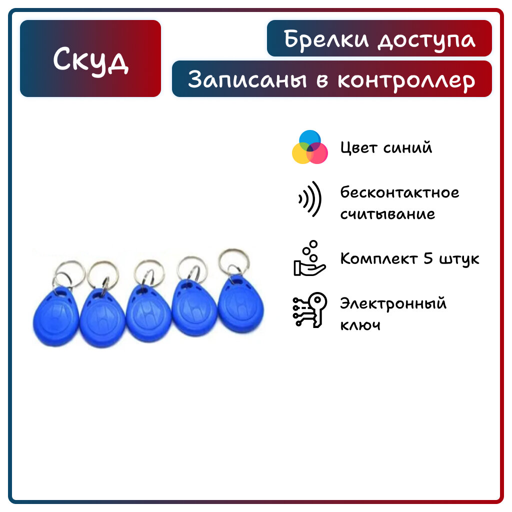 Комплект системы контроля доступа СКУД "дача" с бесконтактным считывателем с 5 записанными ключами Em-Marine (+мастер ключ)