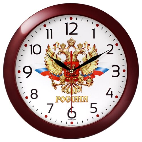 фото Часы настенные кварцевые тройка 11131176 бордовый/белый