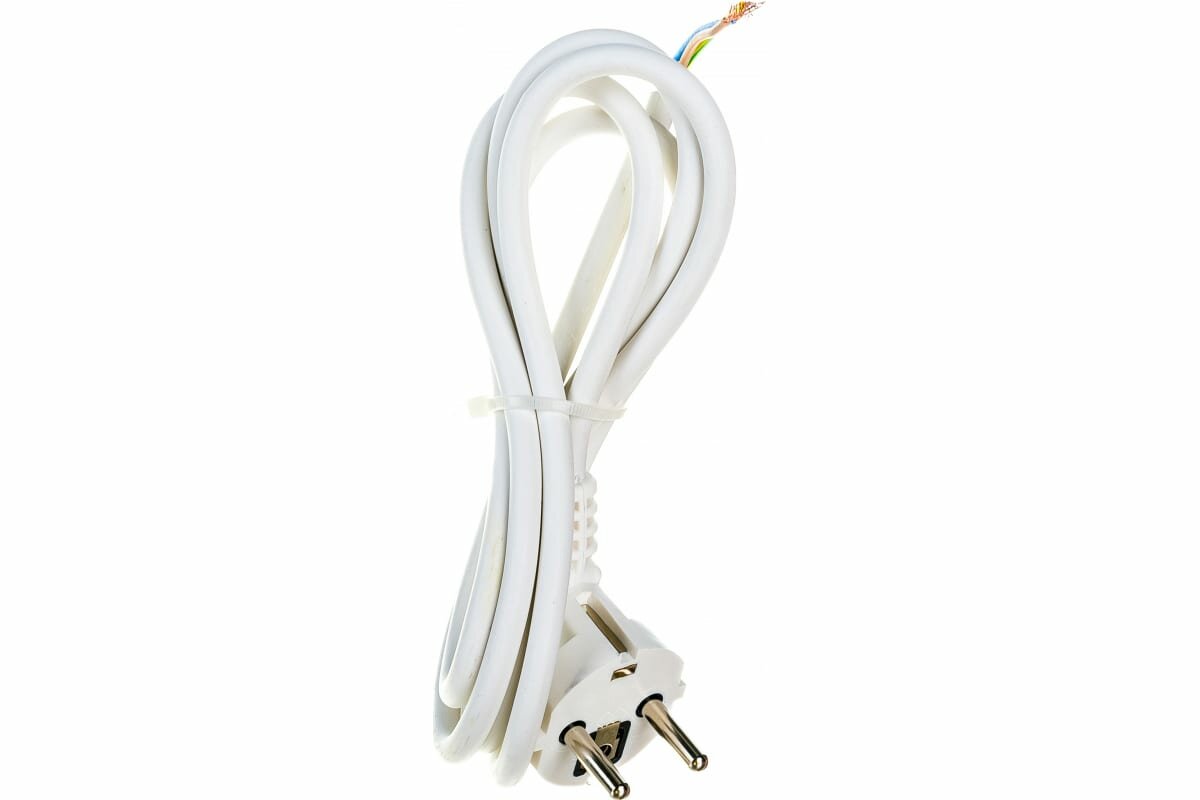 Шнур с евро вилкой с зк ПВС 3х075 15м белый абк-сила 50067009