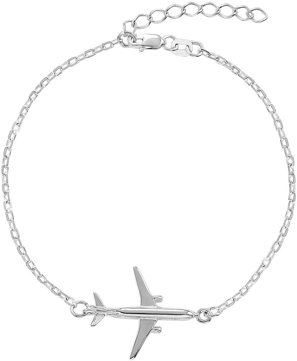 Браслет-цепочка SILVER24 Самолет, серебро, 925 проба