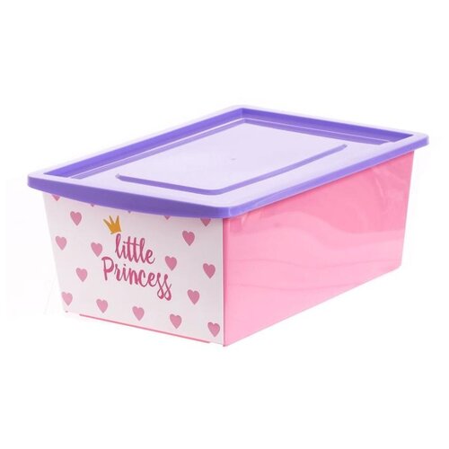 фото Ящик для хранения zabiaka универсальный, с крышкой, "принцесса", объем 30 л, цвет розовый