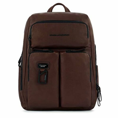 Рюкзак PIQUADRO, натуральная кожа, отделение для ноутбука, внутренний карман, коричневый